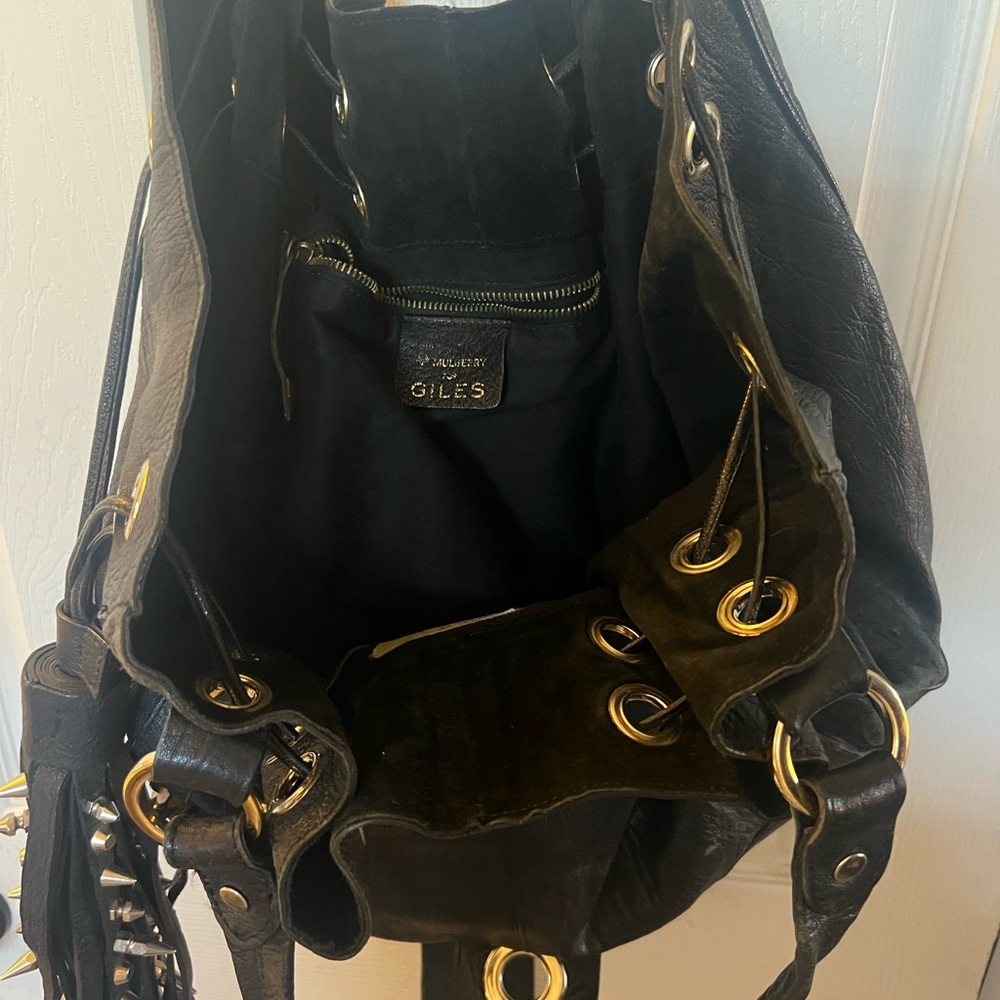 Mulberry x Giles Black Leather Spike Studded Shoulder Bag - Picture 3 of 3